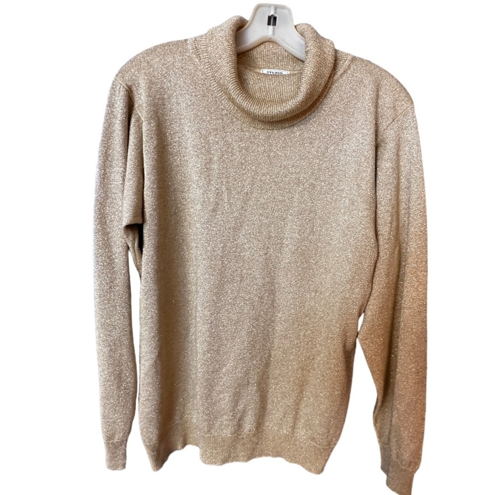 Vintage Studio Collection Metallic Gold Turtleneck Sweater